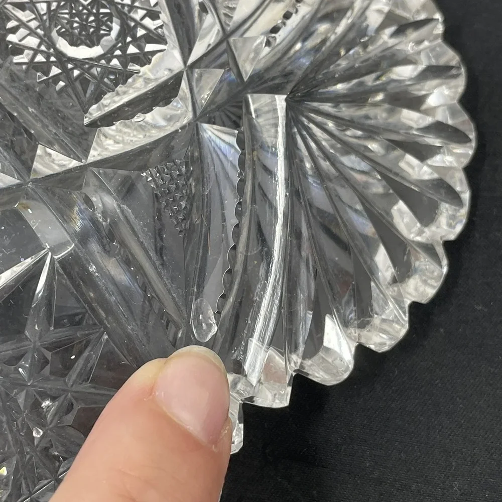 Antique American Brilliant Cut Glass Shallow Bowl Plate‎ 7